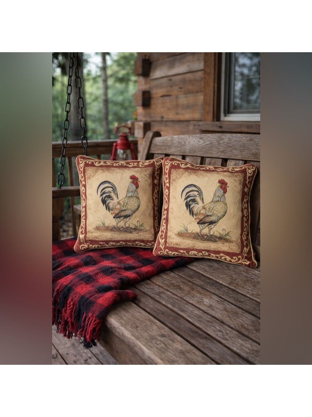 Vintage French Aubusson Decorative Feather Down Throw Pillows Farmhouse Rooster